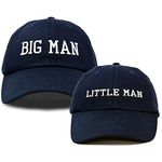 DALIX Big Man Little Man Hat Father Son Matching Cap Fun Gifts, Navy Blue, One Size