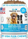 Chewable Flea and Tick Prevention for Dogs - 120 Soft Chews Made in USA - Oral Flea and Tick Control Pills for Small, Medium, Large Dogs and Puppies - Skin and Coat Supplement Treats for All Breeds