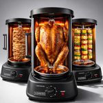 Homerk Inigrill Griller for Home Kitchen Electric| Tandoor, BBQ, Mini Shawarma Machine| Indoor Chicken Vertical Rotisserie|7 Kebab Skewer, Fish Basket, Drip Tray with Door |1500/1800W-21/31L Capacity