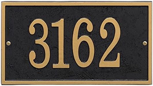 Whitehall Personalized Cast Metal Address Plaque - Custom House Number Sign - Rectangle (11" x 6.25") - Black with Gold Numbers