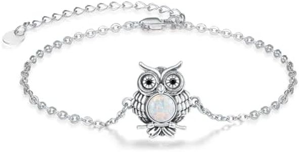 Palpitate Owl Bracelet Opal Owl Bracelets for Women 925 Sterling Silver Charm Owl Jewelry Gifts for for Women Girls Her, Medium, Sterling Silver , no gemstone