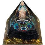 DRTMLY Orgone Crystal Pyramid, Small Orgonite Pyramid Porstive Energy Generator, Healing Crystal Pyramid for Resist Stress, Bring Good Luck and Wealth (Obsidian)