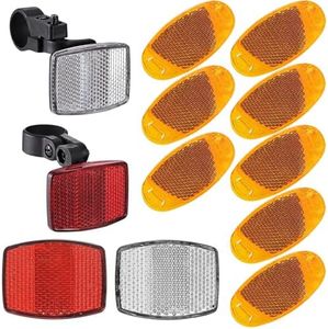 VICDUEKG Bike Front and Rear Reflectors Kit, 12 PCS Bicycle Light Wheel Spoke Reflectors Kit, Cycling Accessories Bike Safety Warning Reflectors for Handlebar and Night Cycling (Orange)