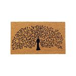 Onlymat Natural Coco Coir Black and Beige Tree Design Anti-Slip with PVC Back Doormat for Indoor, Outdoor, Patio, Home and Office, Weatherproof, Large and Thick (75cm x 1.5cm x 45cm, Rectangular)