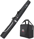 KEMIMOTO Ski Bag and Boot Bag Combo, Snowboard Bag Padded Ski Bags for Air Travel, Snow Ski Bags Fit Skis Up to 190cm, Ski Double Bag Combo, White