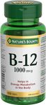 Nature's Bounty Vitamin B12 1000mcg 100 Tablets Helps the Body Metabolize Carbohydrates Fats and Proteins Helps in Normal Immune System Function and to Metabolize Energy, Multi-colored (Packaging May Vary)