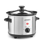 LEWIS'S Slow Cooker 120W - Stainless Steel Food Heater with 3 Heat Settings 1.5ltr 3.5ltr, 5ltr, 8ltr (1.5ltr)