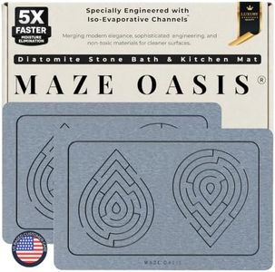 MAZE OASIS - 5X Faster Drying - Premium Stone Bath Mat Set (2 Pack) [3D Rapid-Dry Texture] – Diatomaceous Earth Mats for Bathroom & Stone Kitchen Drying Mat – Non Slip, Absorbent System – Zen Ash