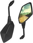 Evomosa Motorcycle Rearview Mirror Black Universal 8mm/10mm Clear Rear View Side Mirror (Black2, 8mm)