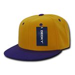 Decky 2 Tone Flat Bill Snap Back Baseball Cap - Gold/Purple