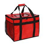 Insulated Pizza Carrier Bag for Hot/Cold Food delivery -Foldable Heavy Duty Food Warmer Grocery Bag for Camping Catering Restaurants with Mesh Pockets