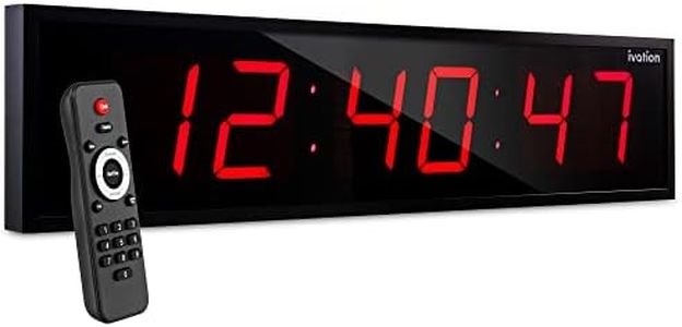 Ivation Huge 48" Inch Large Big Oversized Digital LED Clock with Stopwatch, Alarms, Countdown Timer & Temp - Shelf or Wall Mount (Red) | 6-Level Brightness, Mounting Holes & Hardware