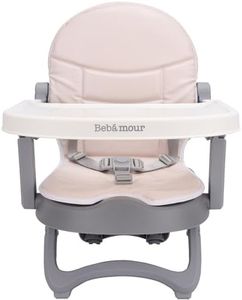 Bebamour Baby Chair Booster Seat with Tray Sit Me Up Baby Chair for Eating Portable, Travel, with Beige Padding