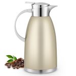 Nymblis 2.3L Thermal Coffee Carafe, Double-Walled Vacuum Insulated Thermal Jug with Press Button Top, Stainless Steel Coffee Pot with Brush for Hot & Cold Drinks, Tea, Milk (Rose Gold)