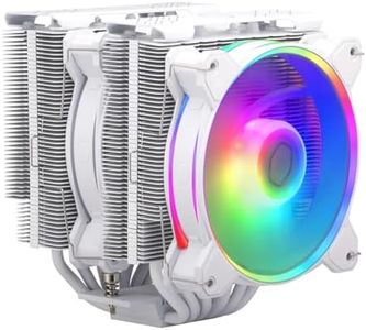 Cooler Master Hyper 622 Halo White Dual Tower CPU Air Cooler, 120 Halo² PWM Fan, Dual Loop ARGB, 6 Copper Heat Pipes, Nickel-Plated, 154mm Tall, AMD Ryzen AM5|AM4, Intel LGA 1851|1700|1200 Brackets