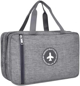 Trousse de Toilette Grand Homme Femme Gris, Trousse de Toilette Voyage 33 * 16 * 20cm, Organisateurs de Toilettes en Toile avec Compartiments Humides et Secs, pour Articles de Toilette, Imperméable