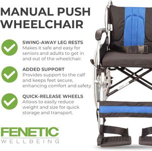 Lightweight Folding Self-Propel Wheelchair – Handbrakes, Quick Release Wheels