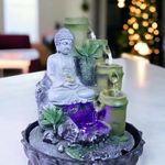 ACCENT COLLECTION HZ Indoor Waterfall with Buddha Statue, Pump, Lights 11" Decor