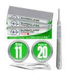 Surgical Scalpel Surgical Blades # 11 Stainless Steel Sterile and Handle No 3 Perfect for Wood Art, Surgical, Sculpting, Repairs, Lab Anatomy, Sign, Card Making Lab TRAI SURGIGR11-20