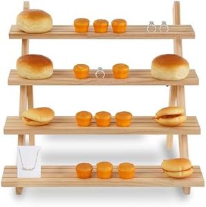 Ytuaebni 4-Tier Wooden Display Riser, Wooden Cupcake Stand Tiered Countertop Display Shelf for Retail Display, Rustic Tiered for Tabletop Shows and Home Cupcake Display Stand Using