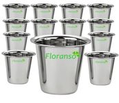 Floranso Stainless Steel Coffee Tea Glass Mug Set of 12, 100 ml, South Indian Design