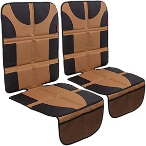 Lusso Gear Car Seat Protector (Value 2 Pack) - Thick Padding, Waterproof, 2 Mesh Storage Pockets, Protect Fabric or Leather Seats from Child Car Seat and Pets, Non-Slip Rubber Padded Backing (Tan)