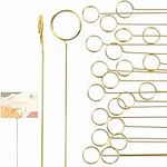 40Pcs Floral Card Holder Picks, Floral Picks Picture Holders, Photo Memo Holder Pick Stick, Metal Floral Place Card Holder，Gold Round Photo Stick Clip, Gift Card Holder for Wedding and Party