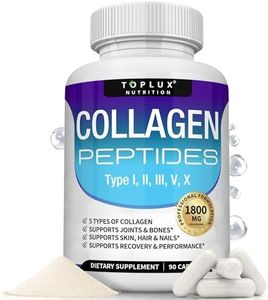 Toplux Multi Collagen Peptides Pills 1800 Mg Complex - Type I, II, III, V, X Premium Collagen Complex for Better Skin & Hair, Strong Joint, Hydrolyzed Protein, for Men Women, 90 Capsules, Supplement