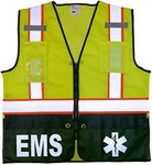 Qraphic Tee EMS Survivor Safety Vest, Type R Class 2, Reflective logo front and back. (Large-X-Large, Yellow With Silver/Reflective Logo)