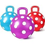 Wettarn Hopper Ball for Kids Ages 4-8 with Handle 18 Inches Jumping Ball Sit and Bouncy Dot Ball Bouncing Balls Hippity Hop for Boys Girls(3 Pcs)