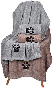 Dogvingpk Dog Towels for Drying Dogs - Pack of 4 - Super Absorbent Soft Microfiber Pet Bath Grooming Towel for Dogs Cats and Other Pets (M-36" * 28", 2Grey and 2Brown)