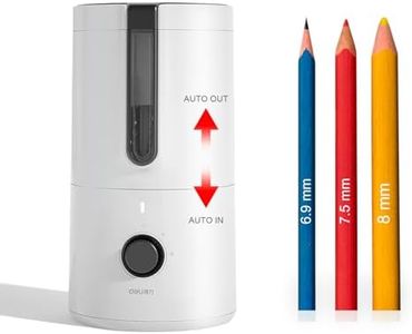 Deli Electric Pencil Sharpener Fast Sharpen Electic Rotary Pencil Sharpener Battery Operated USB Dual Power Supply Drive Auto Stop Automatic Pencil Sharpener for School Classroom Office Home(White)