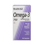 HealthAid Omega 3 Capsules | Fish Oil Capsules | Omega 3 Fish Oil Vitamin E Capsules | Healthy Skin, Heart Health and Joint Support Supplement - 60 Capsules (Pack of 1)