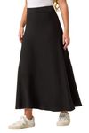 Roman Originals Knitted Skirt for Women UK Ladies Midi Maxi Full Length Winter Autumn A-Line Swing Pull On Smart Casual Work Office Elasticated Waist Flattering Knit Knitwear - Petite Black - Size 16