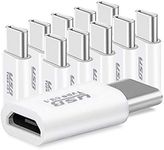 (Pack of 10) USB-C Adapter, Type C (Male) to Micro USB (Female) Converter Charging Sync for Galaxy S20 Note 10, Pixel 4 and More (White)