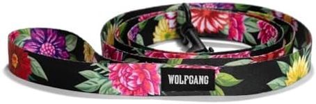 Wolfgang Premium Dog Leashes for Large Dogs, Heavy Duty, Durable & Easy to Clean Nylon Dog Leash with Quick Clip Buckles, for Training & Daily Use, Made in USA, DarkFloral Print (1 Inch x 6 Ft)