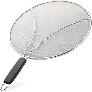 Zulay Kitchen Large Splatter Screen for Frying Pan (11.5") - Blocks Hot Oil Splashes - Stainless Steel Grease Splatter Guard for Frying Pan - Keeps Stoves Clean & Prevents Burns While Cooking