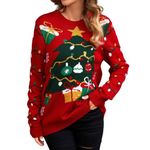 IFFEI Womens Ugly Christmas Sweater Novelty Christmas Funny Knitted Jacquard Christmas Sweater Tree M