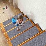 Arthome Carpet Stair Treads Non-Slip Stair Carpet Rugs 15 Pack 8"x30" for Wooden Steps,Slip Resistance Safety Runner Mat for Pets,Elders and Kids,Non-Residue Self Adhesive Stair Treads(Gray)