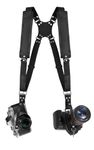 Bebaimis Dual Camera Harness for 2 Cameras,Shoulder Leather Camera Strap for Photographers,Double Camera Strap Camera Harness for 2 Cameras,Dual Camera Harness for Photographers,for DSLR/SLR,Black