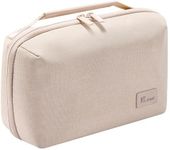 Water-Resistant and Compact Travel Organiser Bag for Electronics, Cosmetics, Daily Supplies with Multiple Pockets (Beige)