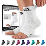SB SOX Plantar Fasciitis Compression Socks – Arch Support Sleeve for Heel Pain Relief, Achilles Tendonitis & Foot Pain – Toeless Ankle Compression, All-Day Comfort (Solid White, Medium)
