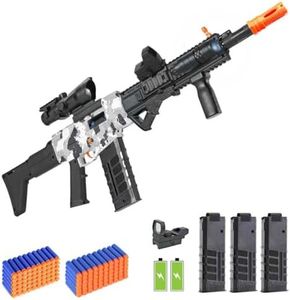 Realistic Toy Gun for Nerf Guns Darts, Foam Blaster - with Scope 120 Soft Bullets 3 Magazines, Semi-Auto Sniper Rifle Electric Machine Guns for Boys 8-12 Age, Birthday Gifts for Kids and Adults