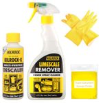 Limescale Remover Descaler Kilrock Bundle with 1x Power Spray 500ml, 1x Kilrock K Multi Purpose Descaler 3 Dose 250ml, 1 Pair Rubber Gloves, 3x Sponge Cloths - Appliances, Sinks, Taps, Tiles, Surfaces