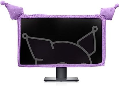 Kakurookie 27'' - 34'' Computer Monitor Protective Cover with Cat Ear Design, Cute Purple Monitor Dust Cover with Furry Design, Elastic Dustproof, Suitable for PC, Tablet, TV (27-34in, Purple)