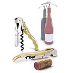 Pulltap's Pulltex Premium Double-Hinged Waiters Corkscrew, Wine Opener and Foil Cutter, Beer Bottle Opener, Gold