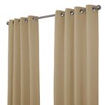 NIM TEXTILE Thermal Insulated Blackout Curtains, 140" Total Width, Room Darkening Window Panel Grommet Top Drapes - 2-Panels Set, 70" W x 84" L, Camel