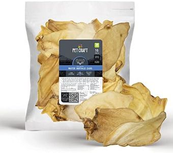 Pet Craft Supply Pure Natural Grass Fed Water Buffalo Ear Value Pack of 16 Ears Free Range Durable Tough Dog Chew and Treat for Aggressive Chewers and Puppies