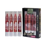 Yanas London Pack of 4 Matte Lipsticks | Intense Color Pay Off, Full Coverage Long Lasting Weightless Velvety Formula