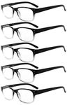 Reading Glasses by Eyekepper: 5-Pack Spring Hinges Vintage Reading Glasses Readers Black/Clear +2.00